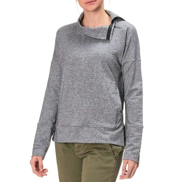 Marmot Baillie Turtleneck Top Womens XL Heather Gray Asymmetrical Snap Neck NEW - Picture 7 of 16